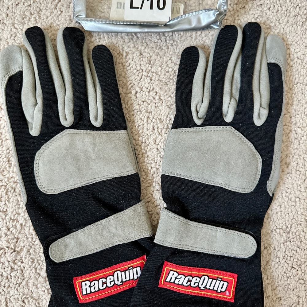 RaceQuip Black and Gray Racing Gloves